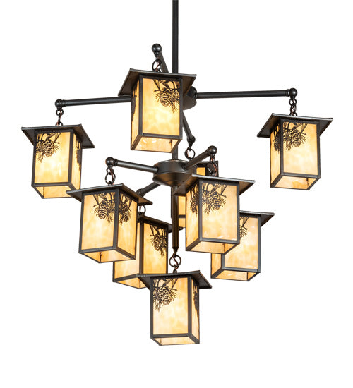 Meyda Tiffany 220873 Nine Light Chandelier, Craftsman Brown