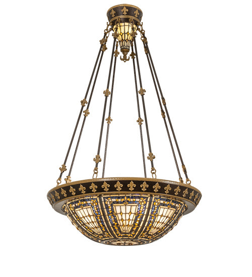 Meyda Tiffany 221467 Six Light Semi-Flushmount, Copper Vein And Nu Gold