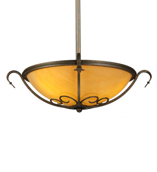 Meyda Tiffany 221627 Three Light Semi-Flushmount, Gilded Tobacco