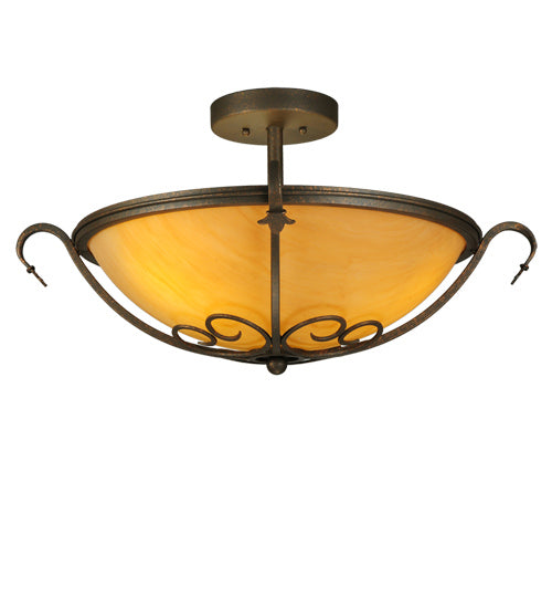 Meyda Tiffany 221630 Three Light Semi-Flushmount, Gilded Tobacco