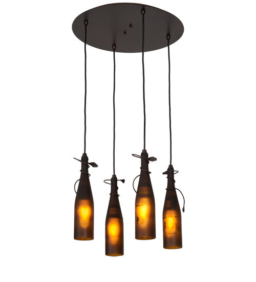 Meyda Tiffany 221919 Four Light Pendant, Mahogany Bronze