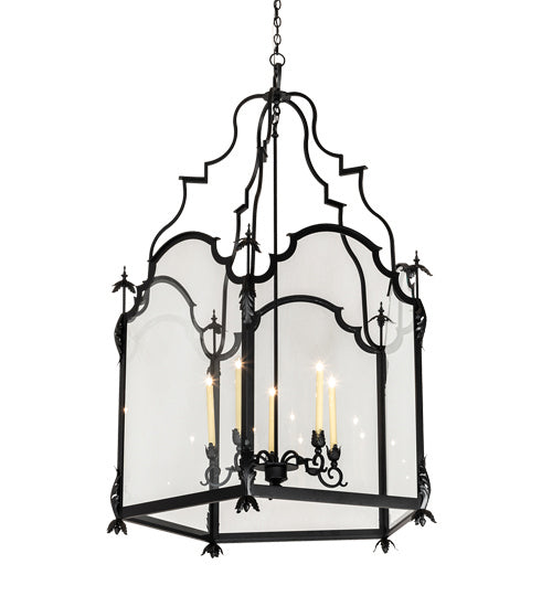 Meyda Tiffany 221994 Five Light Pendant, Textured Black And Ivory