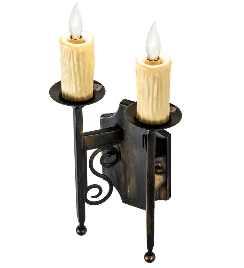 Meyda Tiffany 222726 Two Light Wall Sconce, Antique Black