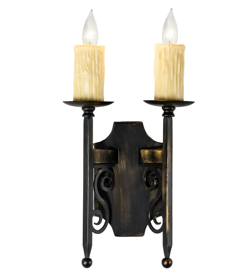 Meyda Tiffany 222726 Two Light Wall Sconce, Antique Black