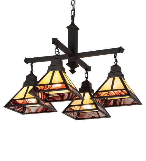 Meyda Tiffany 224357 Four Light Chandelier, Craftsman Brown And Oil Rubbed Bronze