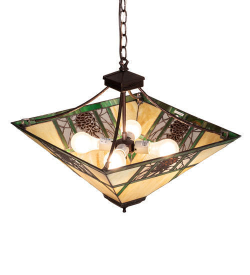 Meyda Tiffany 224378 Four Light Pendant, Mahogany Bronze