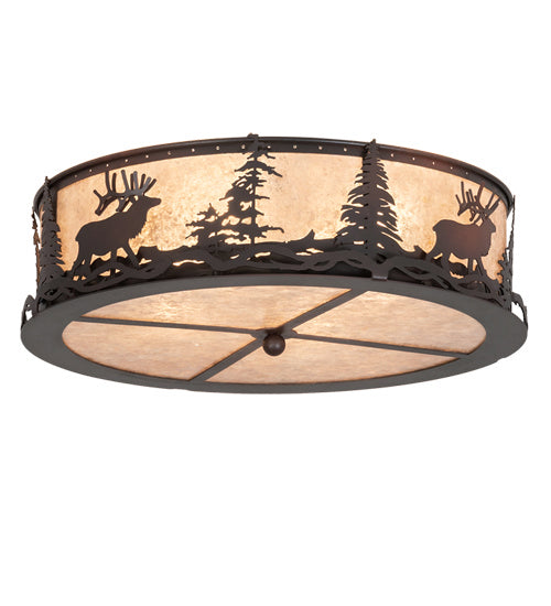 Meyda Tiffany 225429 Four Light Flushmount, Wrought Iron On Rust