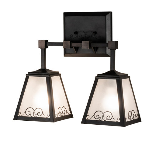 Meyda Tiffany 225698 Two Light Wall Sconce, Craftsman Brown