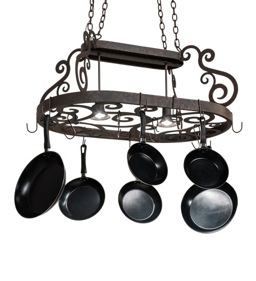 Meyda Tiffany 226654 Two Light Pot Rack, Copper Rust