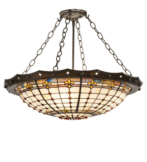 Meyda Tiffany 227120 Four Light Semi-Flushmount, Timeless Bronze And Antique Copper