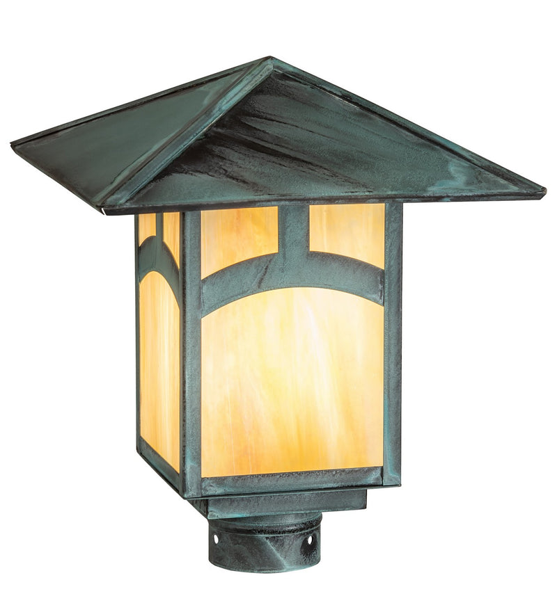 Meyda Tiffany 227491 One Light Post Mount, Verdigris