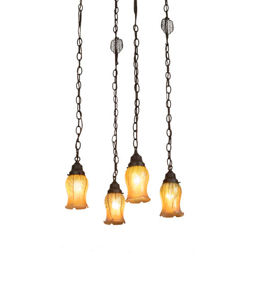 Meyda Tiffany 227606 Four Light Pendant, Craftsman Brown