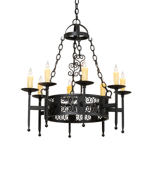 Meyda Tiffany 228282 Eight Light Chandelier, Textured Black