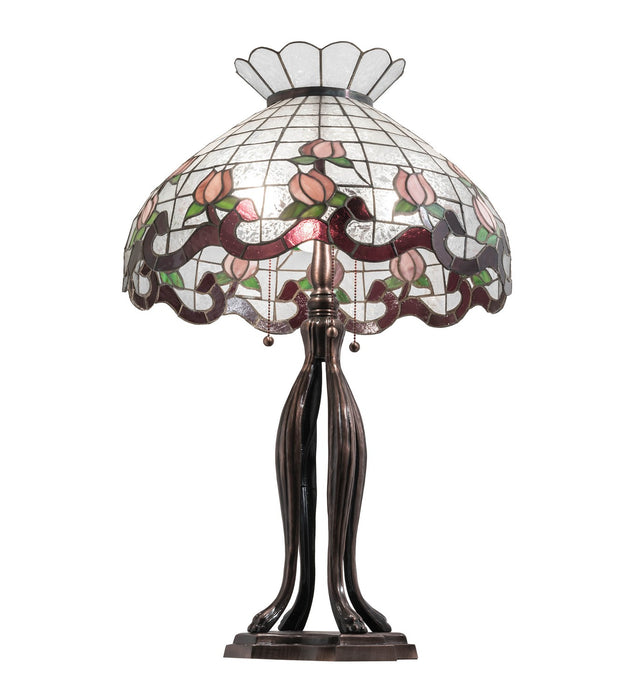 Meyda Tiffany 228799 Three Light Table Lamp, Mahogany Bronze