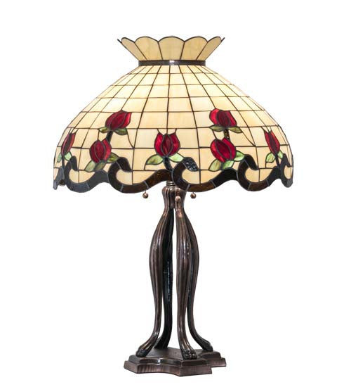 Meyda Tiffany 228801 Three Light Table Lamp, Mahogany Bronze