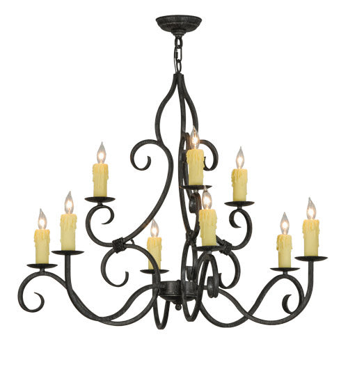 Meyda Tiffany 228942 Nine Light Chandelier, Antique Iron Gate