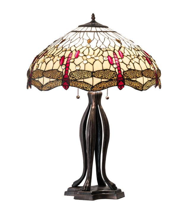 Meyda Tiffany 229133 Three Light Table Lamp, Mahogany Bronze