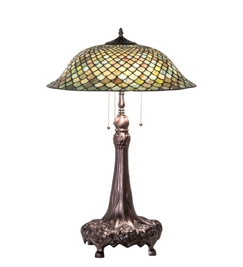 Meyda Tiffany 230465 Three Light Table Lamp, Mahogany Bronze