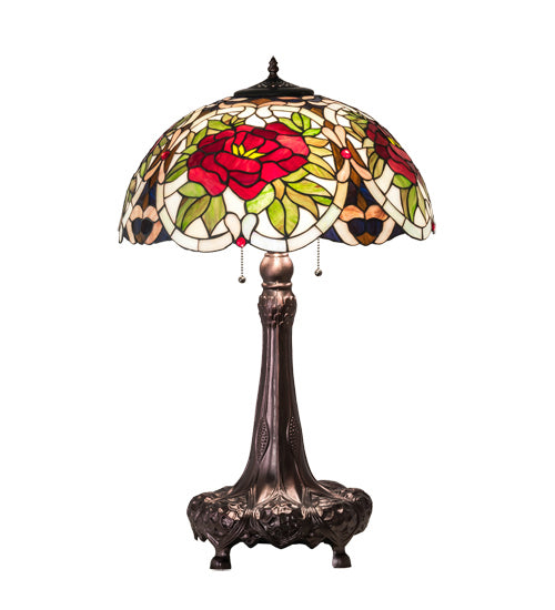 Meyda Tiffany 230476 Three Light Table Lamp, Mahogany Bronze