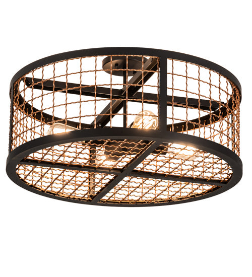 Meyda Tiffany 230967 LED Semi Flush Mount, Flat Black And Metallic Bronze