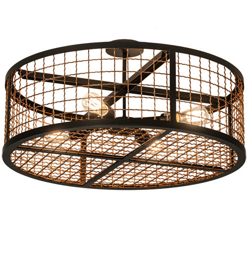 Meyda Tiffany 230968 LED Semi Flush Mount, Flat Black & Metallic Bronze