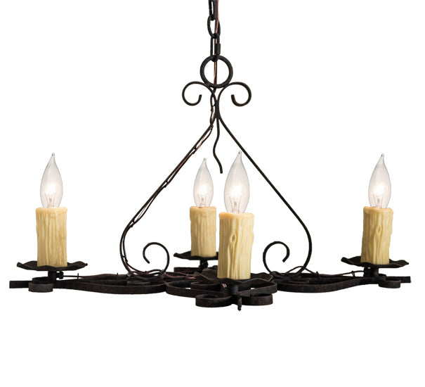 Meyda Tiffany 231446 Four Light Chandelier, Distressed Chestnut