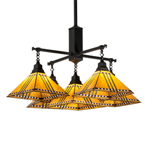 Meyda Tiffany 231650 Five Light Chandelier, Craftsman Brown