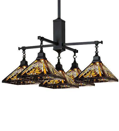 Meyda Tiffany 231691 Five Light Chandelier, Craftsman Brown