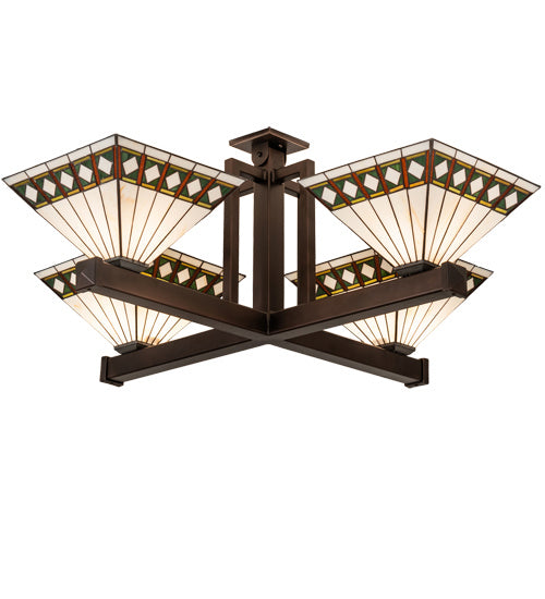 Meyda Tiffany 231845 Four Light Pendant, Mahogany Bronze