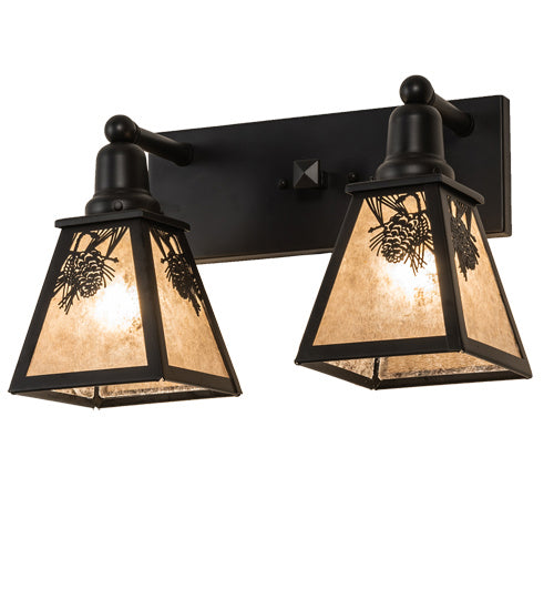 Meyda Tiffany 232545 Two Light Vanity, Satin Black Wrought Iron