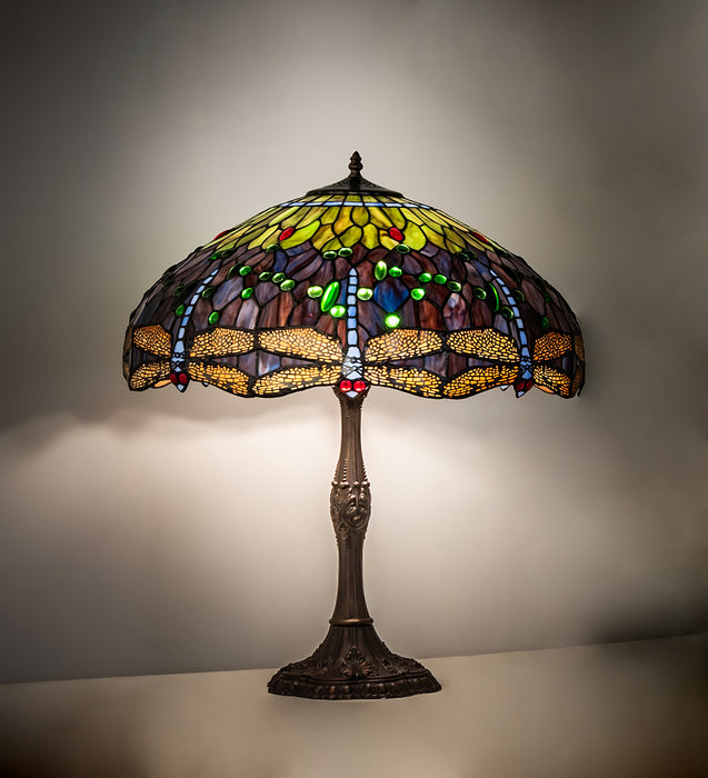 Meyda Tiffany 232804 Three Light Table Lamp, Mahogany Bronze