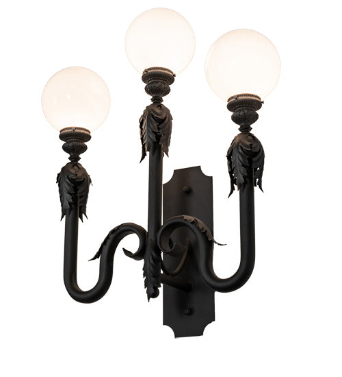 Meyda Tiffany 233089 Three Light Wall Sconce, Fine Textured Black