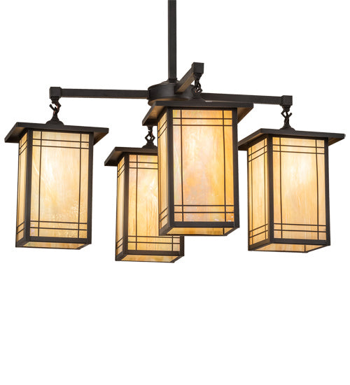 Meyda Tiffany 233239 Four Light Chandelier, Craftsman Brown
