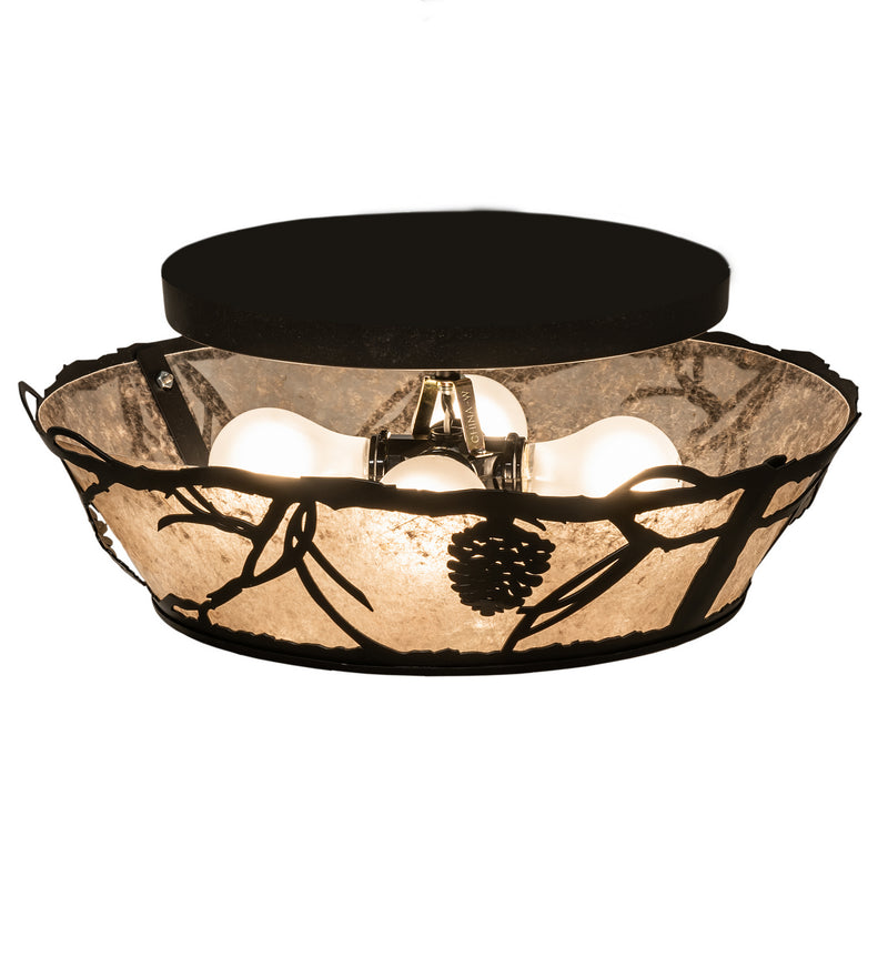 Meyda Tiffany 233807 Four Light Flushmount, Black Satin Wrought Iron