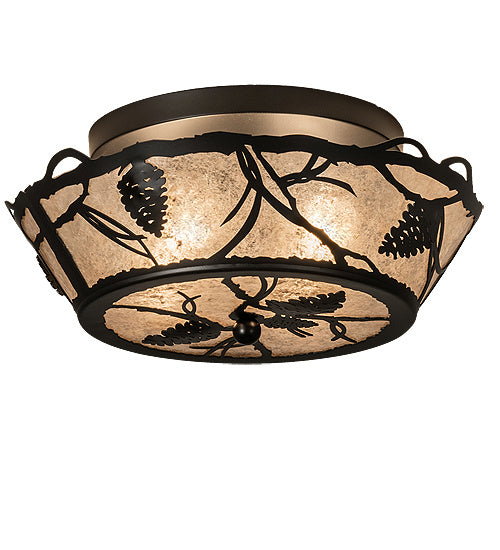 Meyda Tiffany 233807 Four Light Flushmount, Black Satin Wrought Iron
