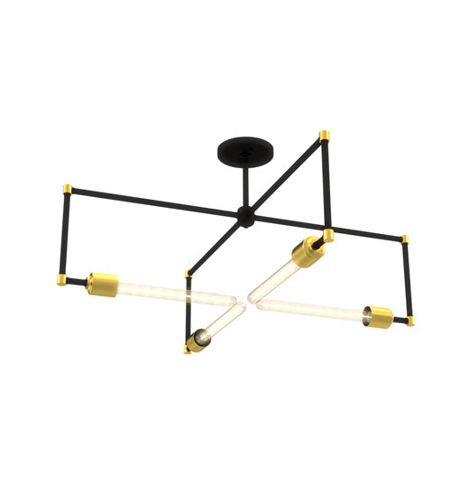 Meyda Tiffany 234205 Four Light Semi-Flushmount, Flat Black & Brass
