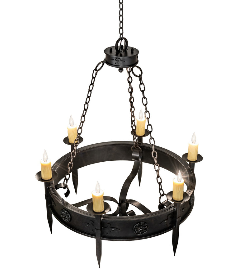 Meyda Tiffany 234341 Six Light Chandelier, Chestnut