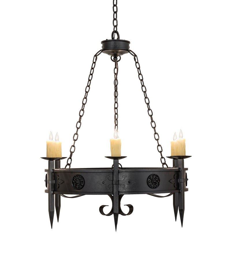 Meyda Tiffany 234341 Six Light Chandelier, Chestnut