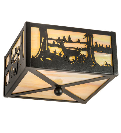 Meyda Tiffany 23978 Two Light Flushmount, Textured Black