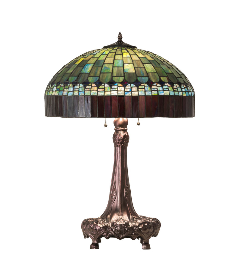 Meyda Tiffany 27825 Three Light Table Lamp, Mahogany Bronze