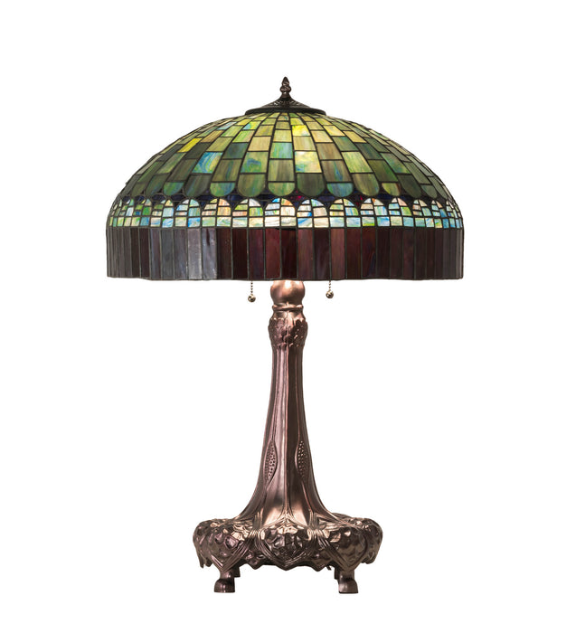 Meyda Tiffany 27825 Three Light Table Lamp, Mahogany Bronze