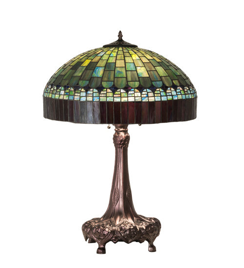 Meyda Tiffany 27825 Three Light Table Lamp, Mahogany Bronze