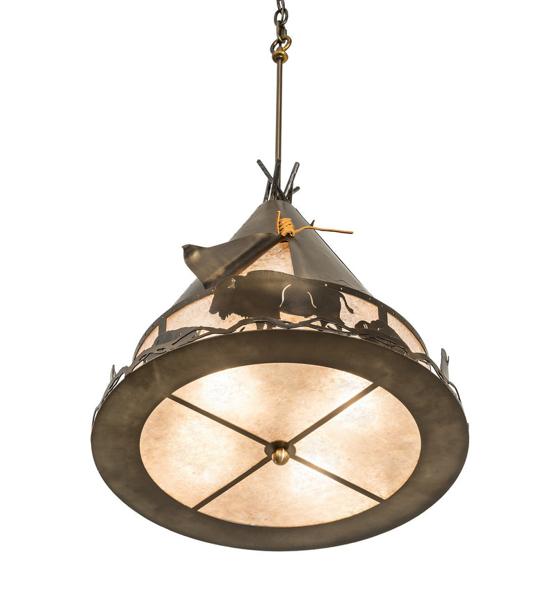 Meyda Tiffany 50150 Four Light Pendant, Antique Copper