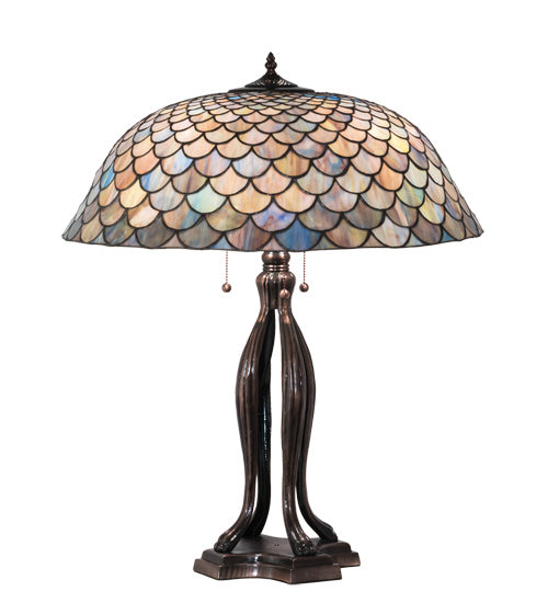 Meyda Tiffany 38594 Three Light Table Lamp, Mahogany Bronze