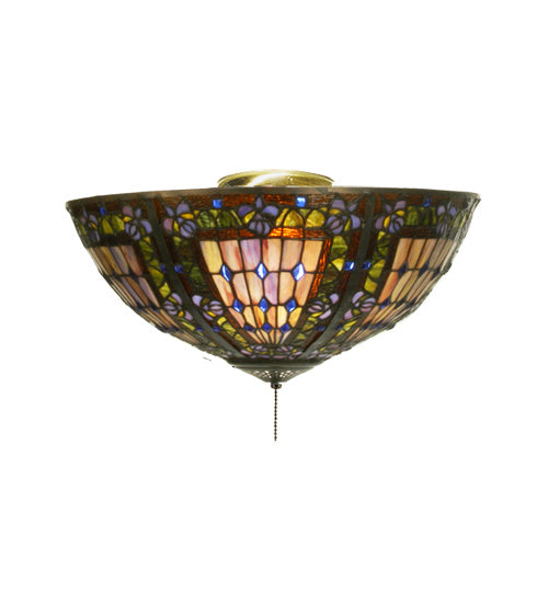 Meyda Tiffany 97659 Three Light Fan Light Fixture, Green/Blue Lt Blue Xag Blue