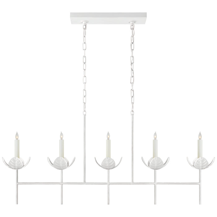 Visual Comfort Signature JN 5630PW Five Light Linear Chandelier, Plaster White