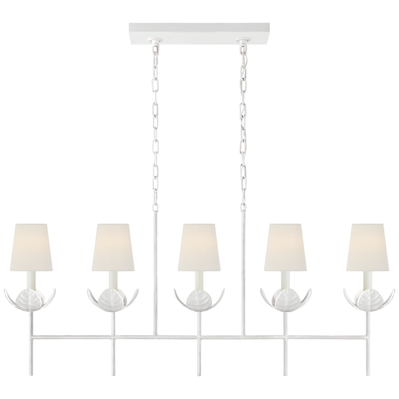 Visual Comfort Signature JN 5630PW-L Five Light Linear Chandelier, Plaster White