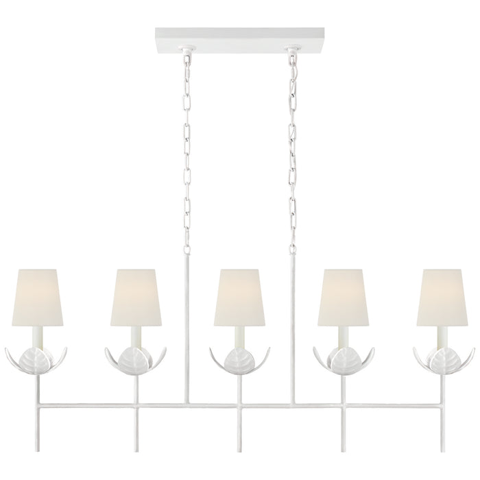 Visual Comfort Signature JN 5630PW-L Five Light Linear Chandelier, Plaster White