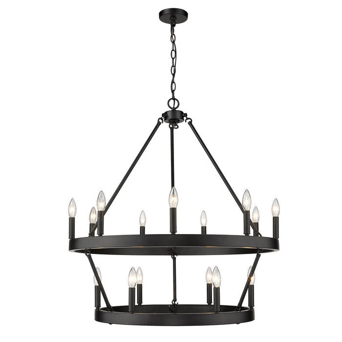 Golden 1017-96 BLK 15 Light Chandelier, Matte Black
