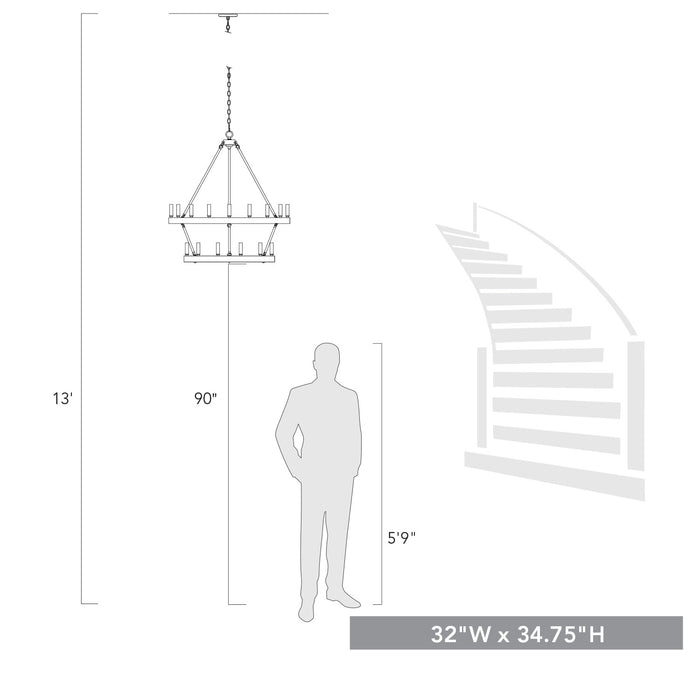 Golden 1017-96 BLK 15 Light Chandelier, Matte Black